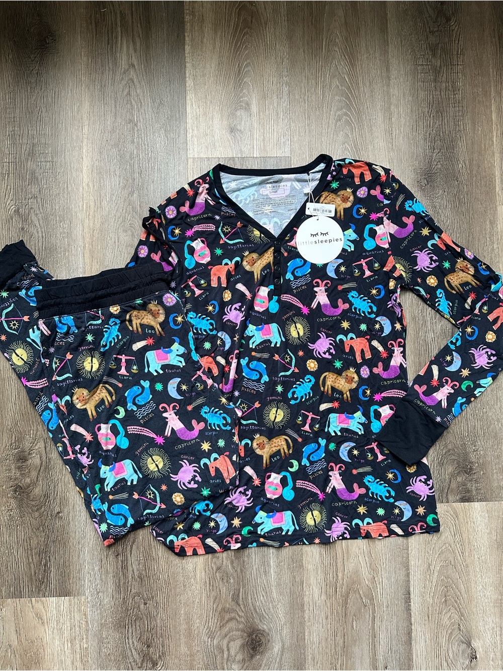 Little Sleepies Black Zodiac Animal Print Pajama Set